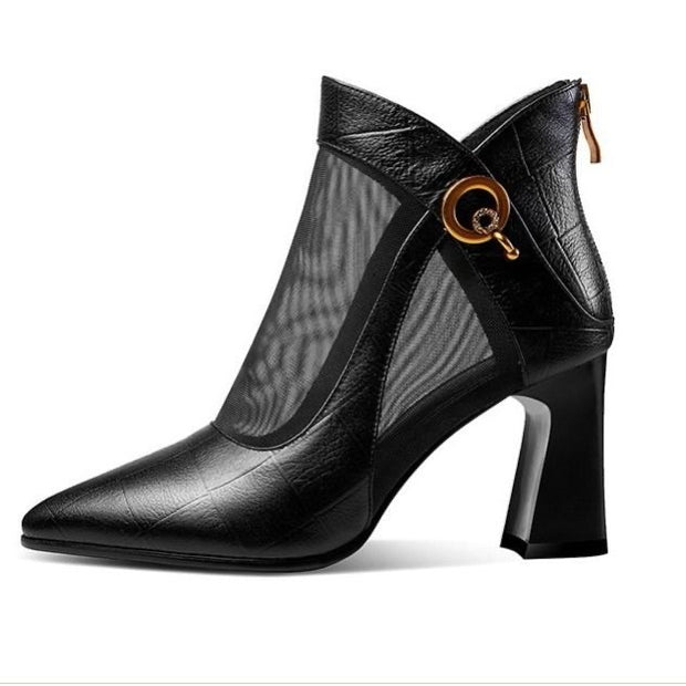 Women Crystal Lace Zip Mesh Pumps Woman High Heels Summer Female Shoes Sandals Ladies Shoes