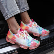 Women Breathable Sneakers Color Matching Mesh Lace Up Ladies Casual Shoes Outdoor Flat Sport Vulcanized Shoes - Ernadi