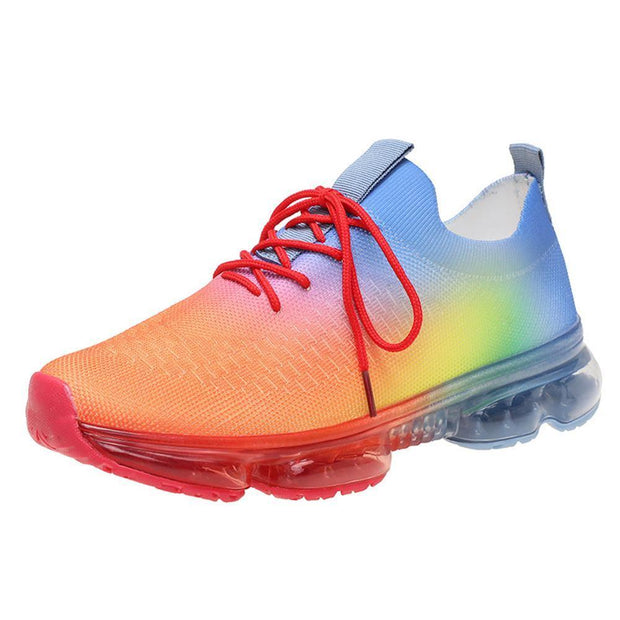 Women Breathable Sneakers Color Matching Mesh Lace Up Ladies Casual Shoes Outdoor Flat Sport Vulcanized Shoes - Ernadi