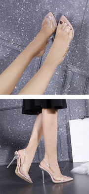 Transparent Pumps Pointed Toe Crystal Heel Ladies Stiletto - Ernadi