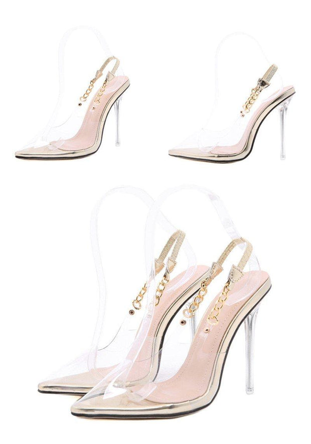 Transparent Pumps Pointed Toe Crystal Heel Ladies Stiletto - Ernadi