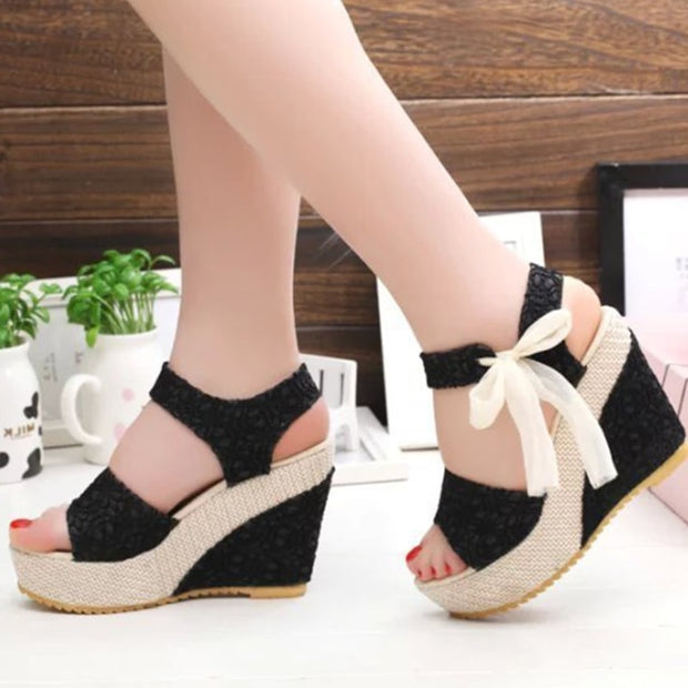 Lace Leisure Women Wedges Heeled Women Shoes Summer Sandals Party Platform High Heels Shoes Woman