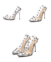 Rivet Crystal Pumps Wedding Women Shoes High Heels PVC Transparent Femme Shoes - Ernadi