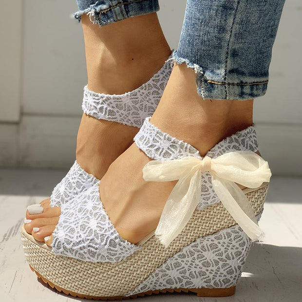 Lace Leisure Women Wedges Heeled Women Shoes Summer Sandals Party Platform High Heels Shoes Woman