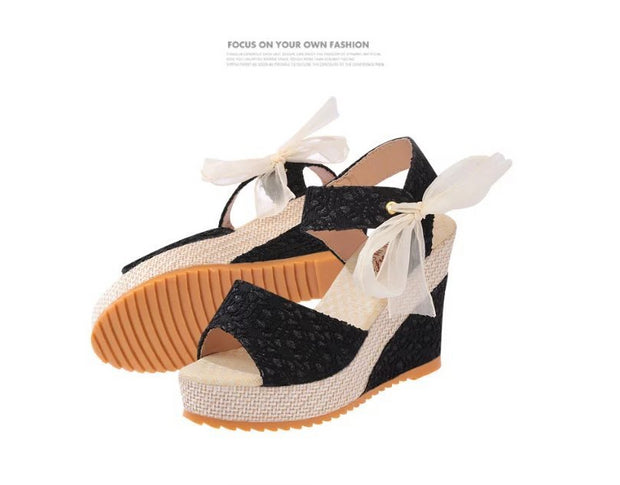 Lace Leisure Women Wedges Heeled Women Shoes Summer Sandals Party Platform High Heels Shoes Woman