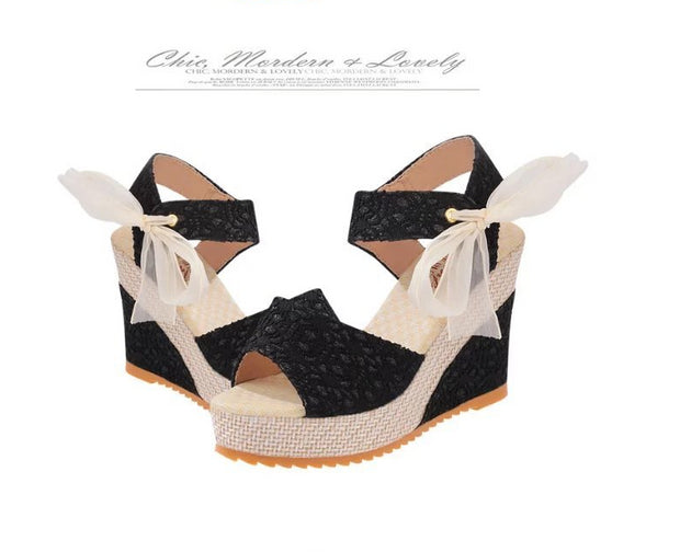 Lace Leisure Women Wedges Heeled Women Shoes Summer Sandals Party Platform High Heels Shoes Woman