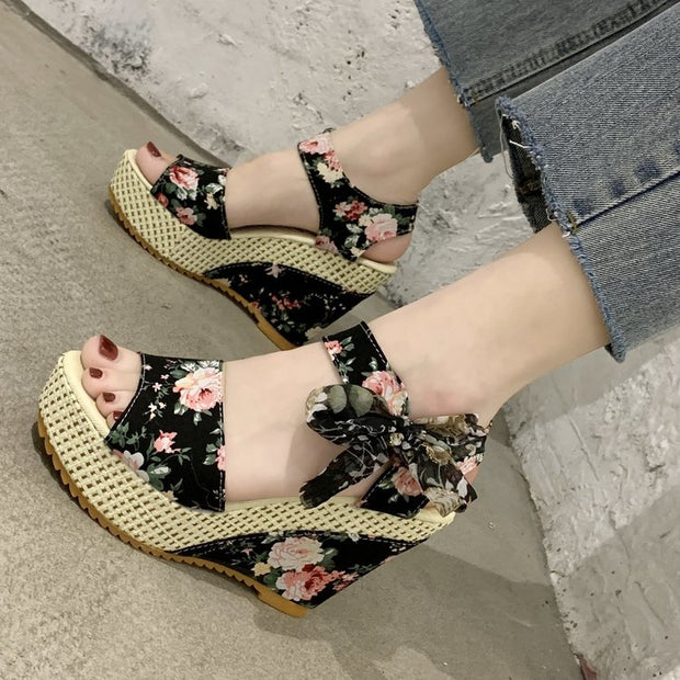 Lace Leisure Women Wedges Heeled Women Shoes Summer Sandals Party Platform High Heels Shoes Woman