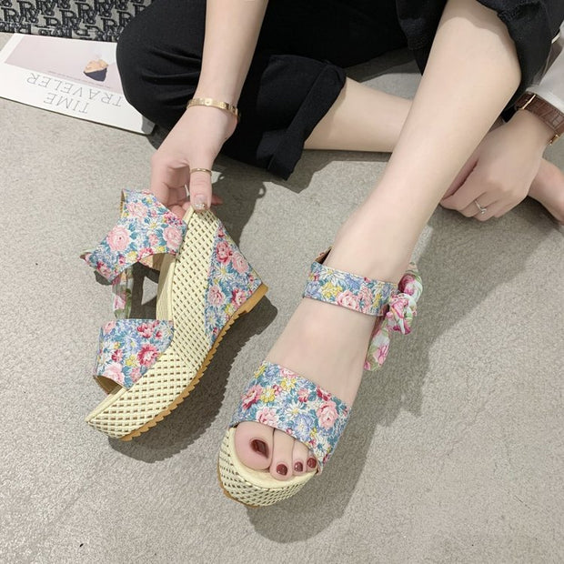 Lace Leisure Women Wedges Heeled Women Shoes Summer Sandals Party Platform High Heels Shoes Woman