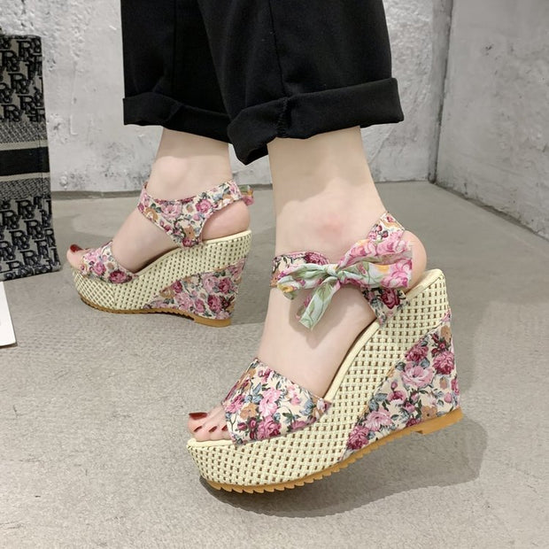 Lace Leisure Women Wedges Heeled Women Shoes Summer Sandals Party Platform High Heels Shoes Woman