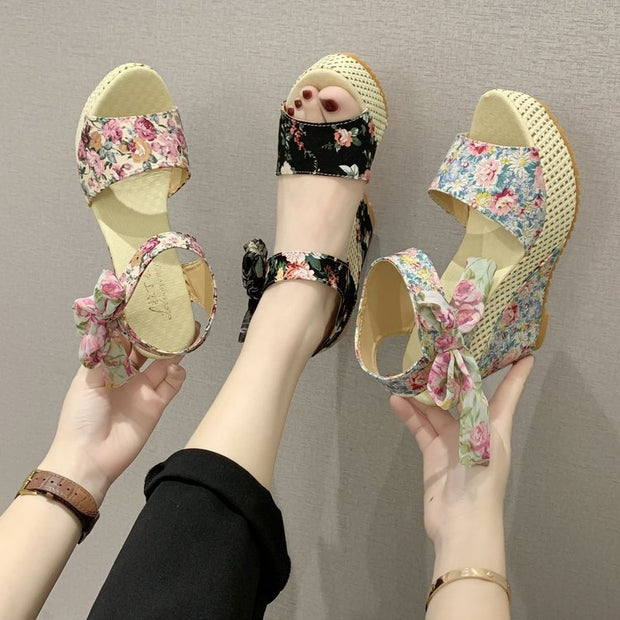 Lace Leisure Women Wedges Heeled Women Shoes Summer Sandals Party Platform High Heels Shoes Woman
