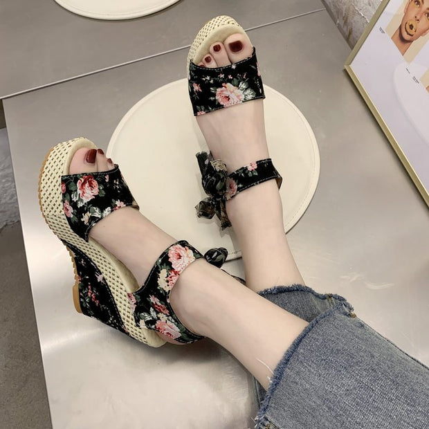 Lace Leisure Women Wedges Heeled Women Shoes Summer Sandals Party Platform High Heels Shoes Woman