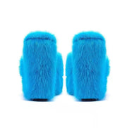 New Fur Slippers Women&#39;s Wedge Heel Shoes Women High-heeled Furry Drag Fashion Outdoor All-match Shoes Slippers Furry Slides